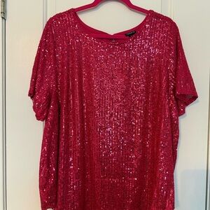 Torrid Shimmering Pink Sequin Short Sleeve Tee